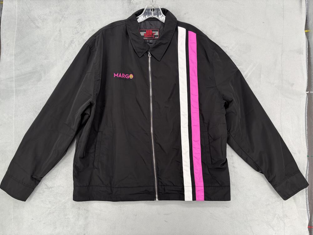 JH Design Jacket Mens XL Black Windbreaker Pink White Stripe Margo Crew 2025